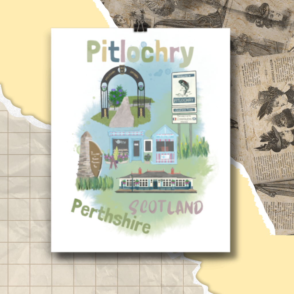 Pitlochry, Scotland Art Print 8x10in