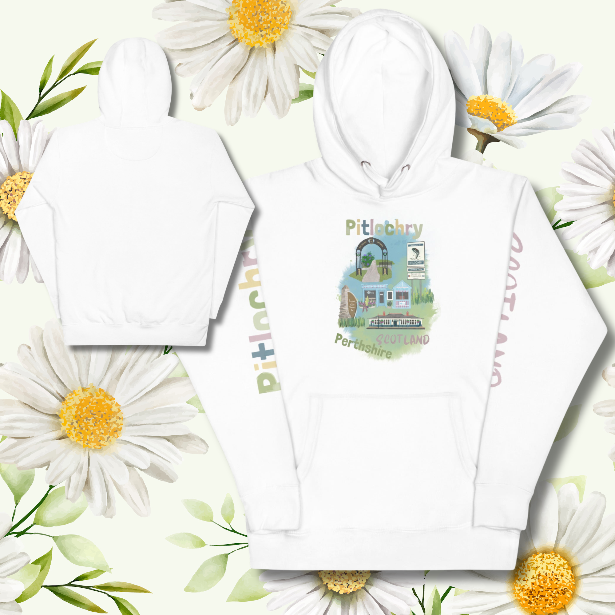 Cosy White Hoodie | Pitlochry, Scotland