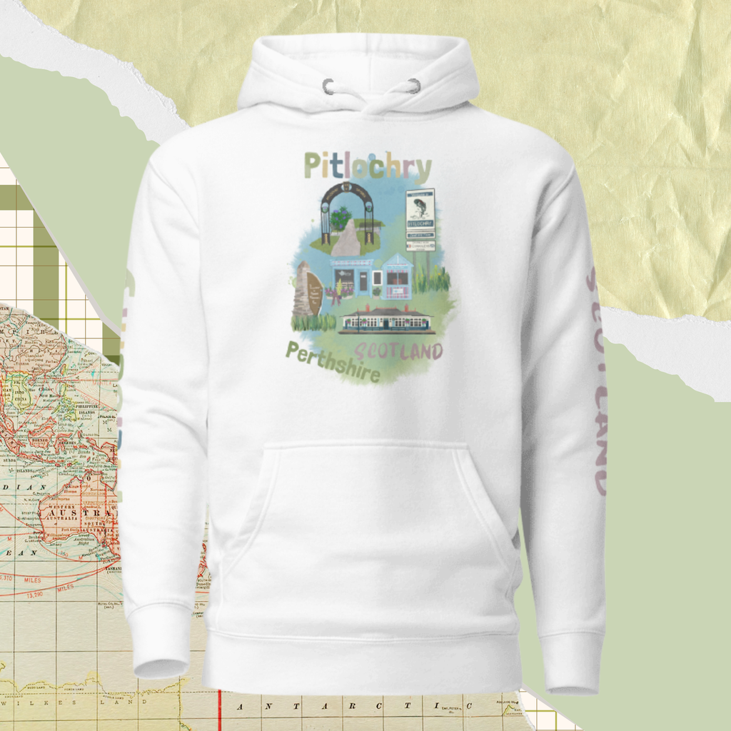 Cosy White Hoodie | Pitlochry, Scotland