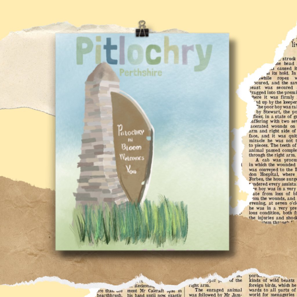 Pitlochry, Scotland Art Print 8x10in
