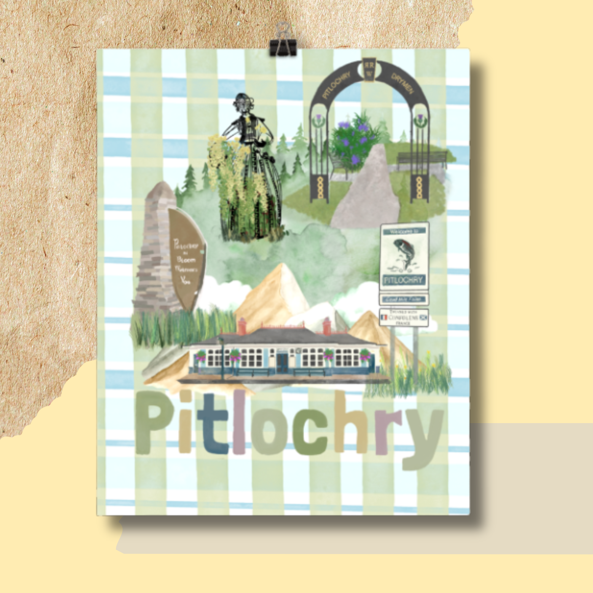 Pitlochry, Scotland Art Print 8x10in
